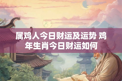 属鸡人今日财运及运势 鸡年生肖今日财运如何 属鸡人今日财运及运势 鸡年生肖今日财运如何