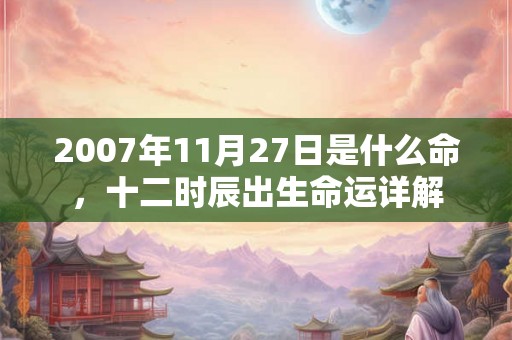 2007年11月27日是什么命,十二时辰出生命运详解 2007年11月27日是什么命,十二时辰出生命运详解