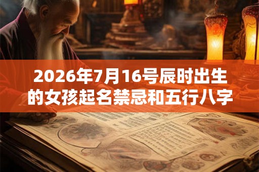 2026年7月16号辰时出生的女孩起名禁忌和五行八字！