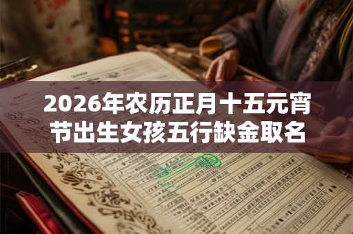 2026年农历正月十五元宵节出生女孩五行缺金取名