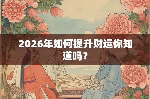 2026年如何提升财运你知道吗？