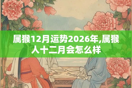 属猴12月运势2026年,属猴人十二月会怎么样