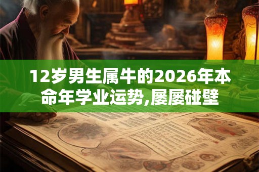 12岁男生属牛的2026年本命年学业运势,屡屡碰壁 12岁男生属牛的2026年本命年学业运势,屡屡碰壁