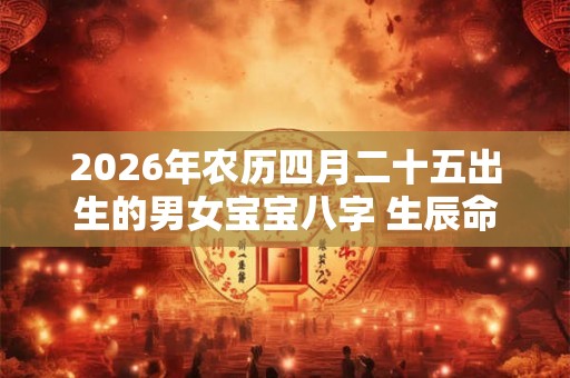 2026年农历四月二十五出生的男女宝宝八字 生辰命理分析取名 2026年农历四月二十五出生的男女宝宝八字 生辰命理分析取名