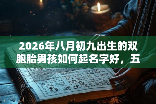 2026年八月初九出生的双胞胎男孩如何起名字好，五行属什么？