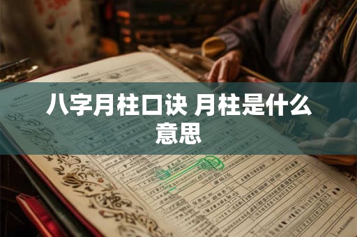 八字月柱口诀 月柱是什么意思