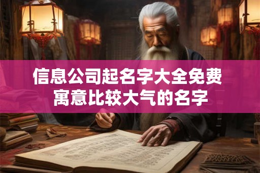 信息公司起名字大全免费 寓意比较大气的名字