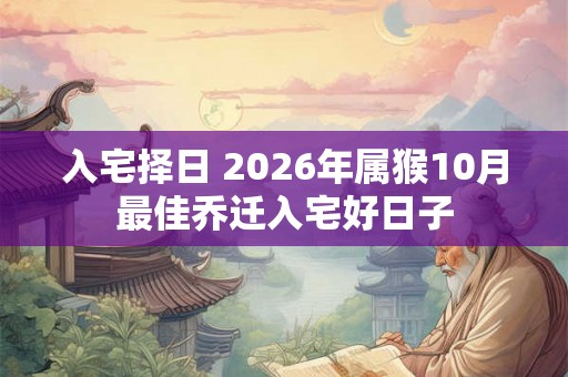 入宅择日 2026年属猴10月最佳乔迁入宅好日子