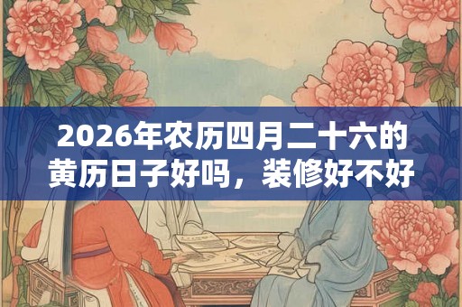 2026年农历四月二十六的黄历日子好吗，装修好不好？