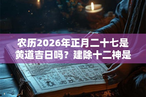 农历2026年正月二十七是黄道吉日吗?建除十二神是什么? 农历2026年正月二十七是黄道吉日吗?建除十二神是什么?