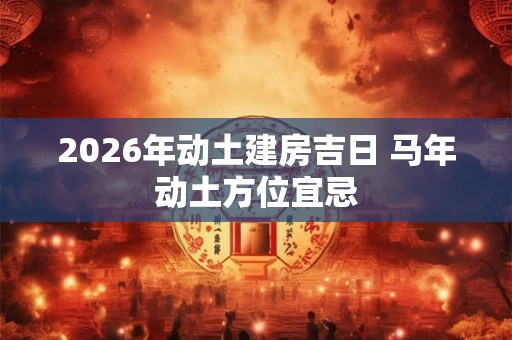 2026年动土建房吉日 马年动土方位宜忌
