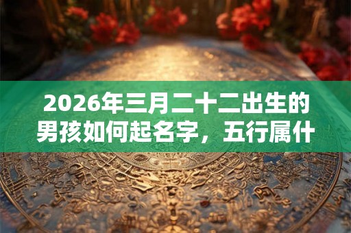 2026年三月二十二出生的男孩如何起名字，五行属什么