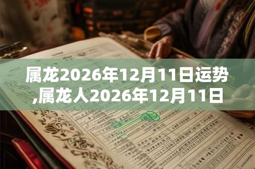 属龙2026年12月11日运势,属龙人2026年12月11日财运,生肖龙2026年12月11日运势