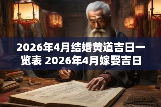 2026年4月结婚黄道吉日一览表 2026年4月嫁娶吉日