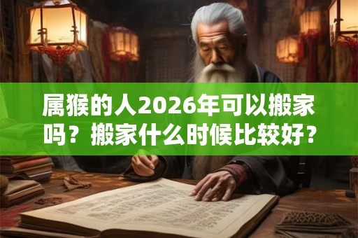 属猴的人2026年可以搬家吗？搬家什么时候比较好？