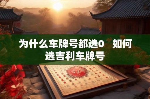 为什么车牌号都选0   如何选吉利车牌号