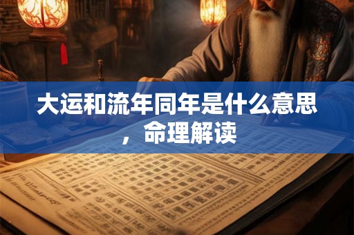 大运和流年同年是什么意思，命理解读
