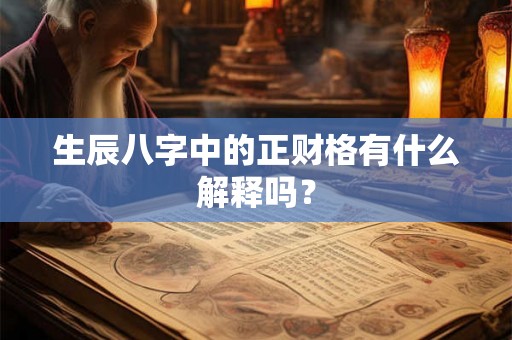 生辰八字中的正财格有什么解释吗？