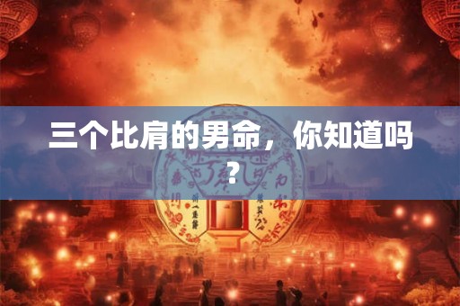三个比肩的男命，你知道吗？