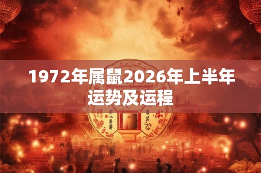 1972年属鼠2026年上半年运势及运程