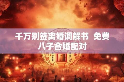 千万别签离婚调解书  免费八子合婚配对