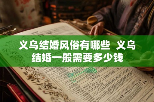 义乌结婚风俗有哪些 义乌结婚一般需要多少钱 义乌结婚风俗有哪些 义乌结婚一般需要多少钱