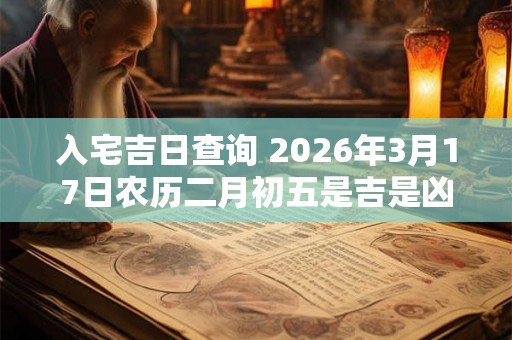 入宅吉日查询 2026年3月17日农历二月初五是吉是凶 入宅吉日查询 2026年3月17日农历二月初五是吉是凶