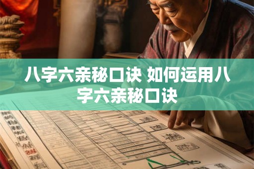 八字六亲秘口诀 如何运用八字六亲秘口诀