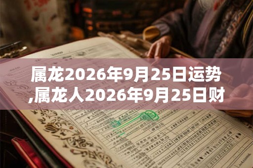 属龙2026年9月25日运势,属龙人2026年9月25日财运,生肖龙2026年9月25日运势