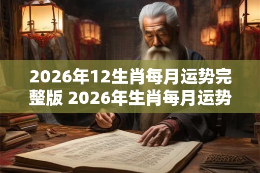 2026年12生肖每月运势完整版 2026年生肖每月运势预测