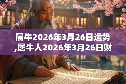 属牛2026年3月26日运势,属牛人2026年3月26日财运,生肖牛2026年3月26日运势