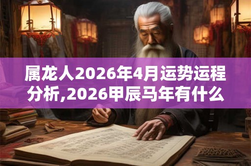 属龙人2026年4月运势运程分析,2026甲辰马年有什么说法