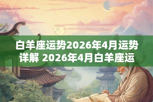 白羊座运势2026年4月运势详解 2026年4月白羊座运势如何