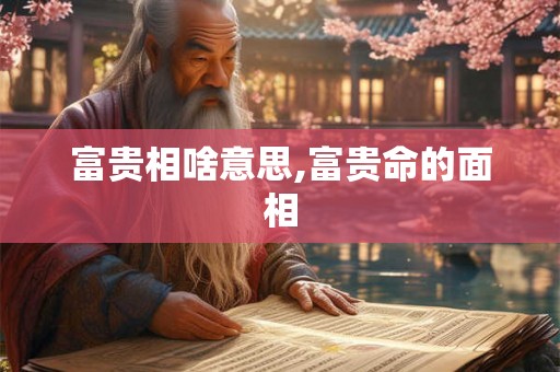 富贵相啥意思,富贵命的面相 富贵相啥意思,富贵命的面相