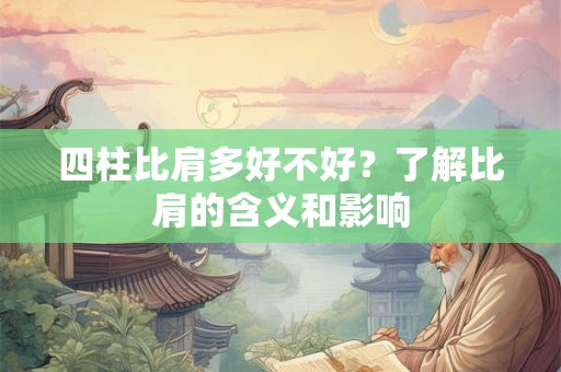 四柱比肩多好不好？了解比肩的含义和影响
