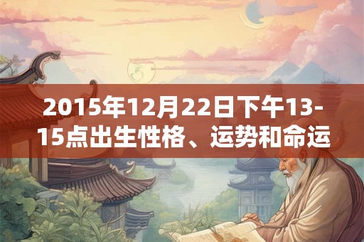 2015年12月22日下午13-15点出生性格、运势和命运