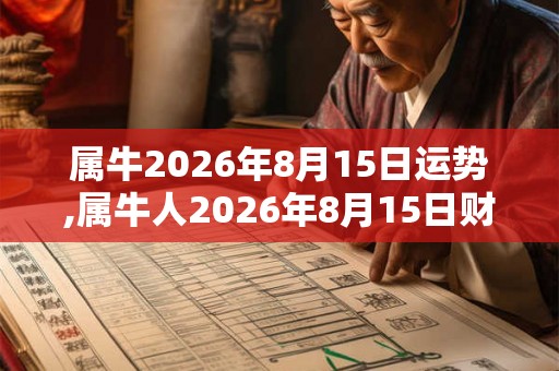 属牛2026年8月15日运势,属牛人2026年8月15日财运,生肖牛2026年8月15日运势