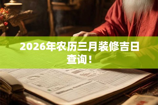 2026年农历三月装修吉日查询！