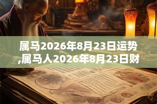 属马2026年8月23日运势,属马人2026年8月23日财运,生肖马2026年8月23日运势