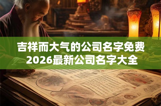 吉祥而大气的公司名字免费 2026最新公司名字大全