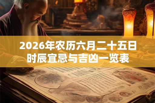 2026年农历六月二十五日时辰宜忌与吉凶一览表