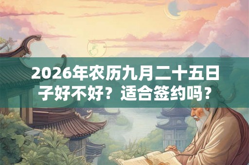 2026年农历九月二十五日子好不好？适合签约吗？