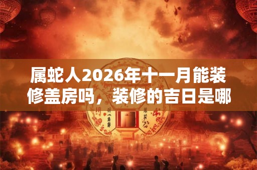 属蛇人2026年十一月能装修盖房吗，装修的吉日是哪天？