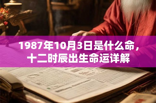 1987年10月3日是什么命，十二时辰出生命运详解