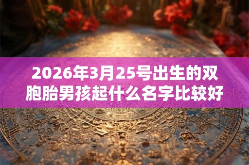 2026年3月25号出生的双胞胎男孩起什么名字比较好，五行属什么