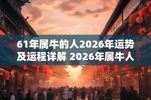 61年属牛的人2026年运势及运程详解 2026年属牛人的运势如何