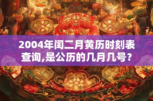 2004年闰二月黄历时刻表查询,是公历的几月几号? 2004年闰二月黄历时刻表查询,是公历的几月几号?
