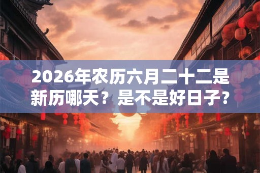 2026年农历六月二十二是新历哪天？是不是好日子？