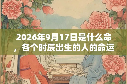 2026年9月17日是什么命，各个时辰出生的人的命运
