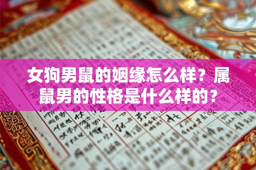 女狗男鼠的姻缘怎么样?属鼠男的性格是什么样的? 女狗男鼠的姻缘怎么样?属鼠男的性格是什么样的?